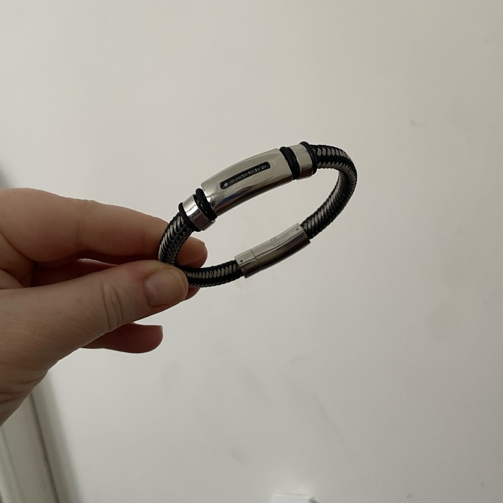 Black Diamond Black and Silver Bracelet men